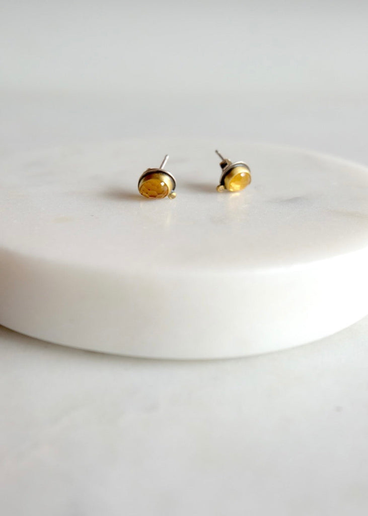 Ananda Khalsa | Rosecut Teardrop Citrine Stud Earring
