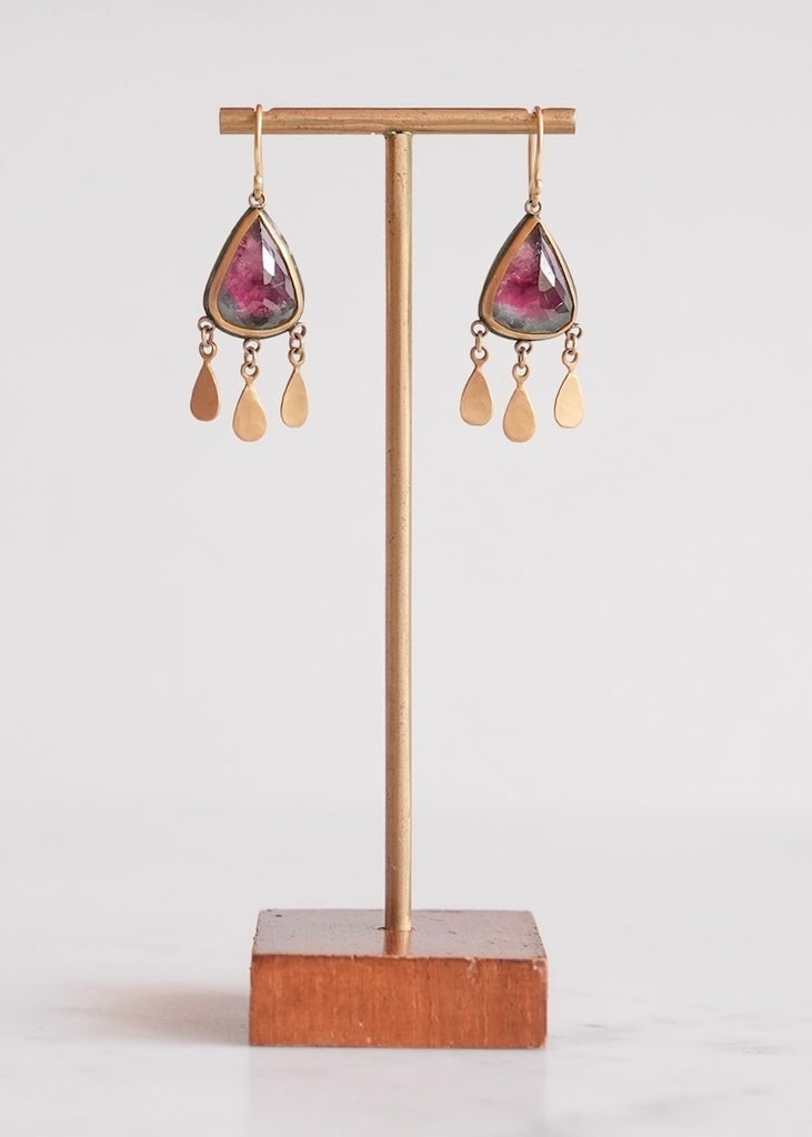 Ananda Khalsa | Rosecut Teardrop Watermelon Tourmaline Earring