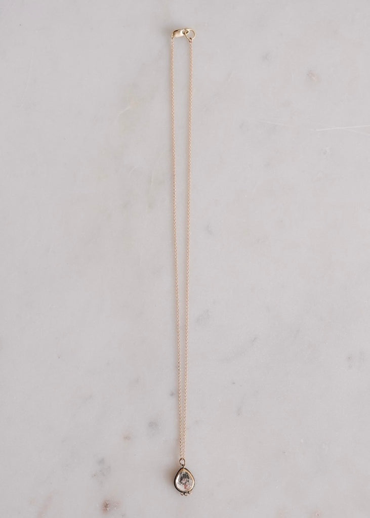 Ananda Khalsa | Rosecut Teardrop White Topaz Necklace
