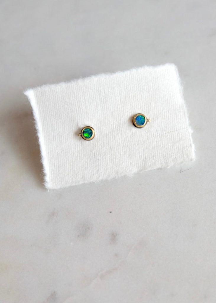 Ananda Khalsa | Round Australian Opal Stud Earring
