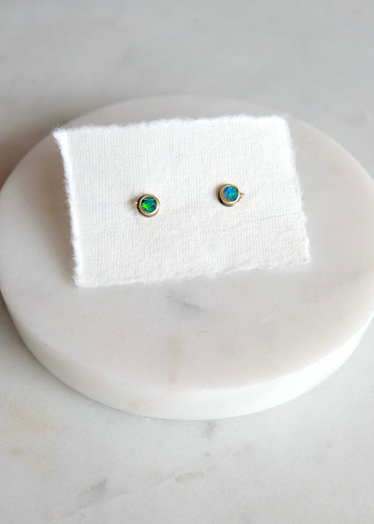 Ananda Khalsa | Round Australian Opal Stud Earring