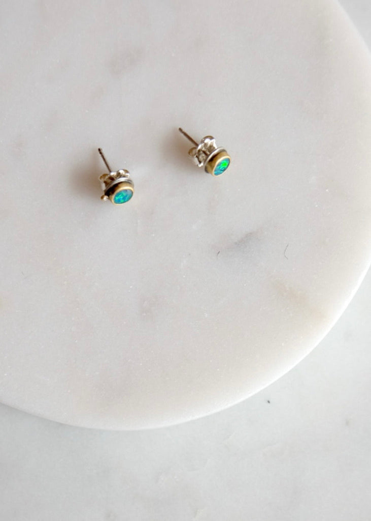 Ananda Khalsa | Round Australian Opal Stud Earring
