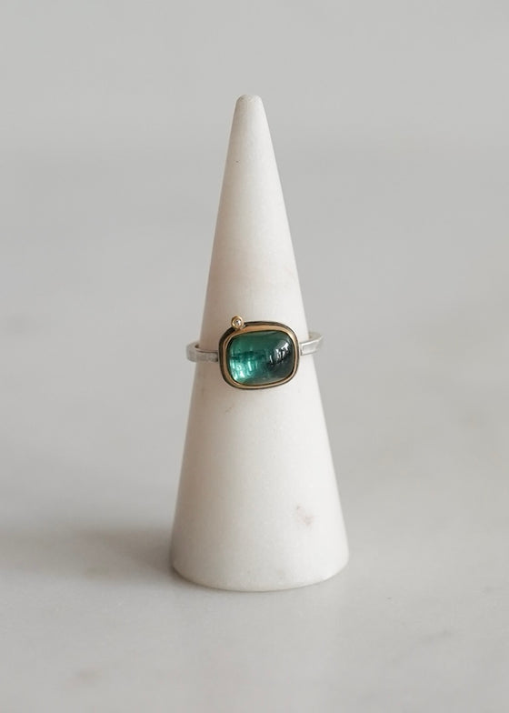 Ananda Khalsa | Small Blue Green Tourmaline Ring