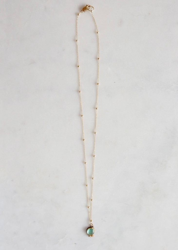 Ananda Khalsa | Teal Tourmaline Necklace with 1 Diamond