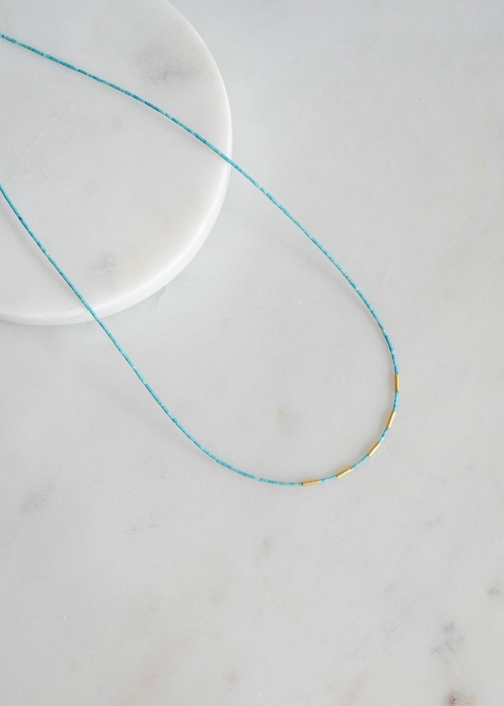 Ananda Khalsa | Turquoise Necklace with 20k Tubes