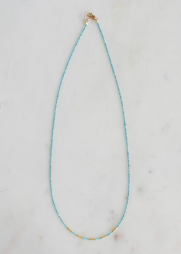 Ananda Khalsa | Turquoise Necklace with 20k Tubes