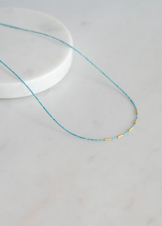 Ananda Khalsa | Turquoise Necklace with 20k Tubes