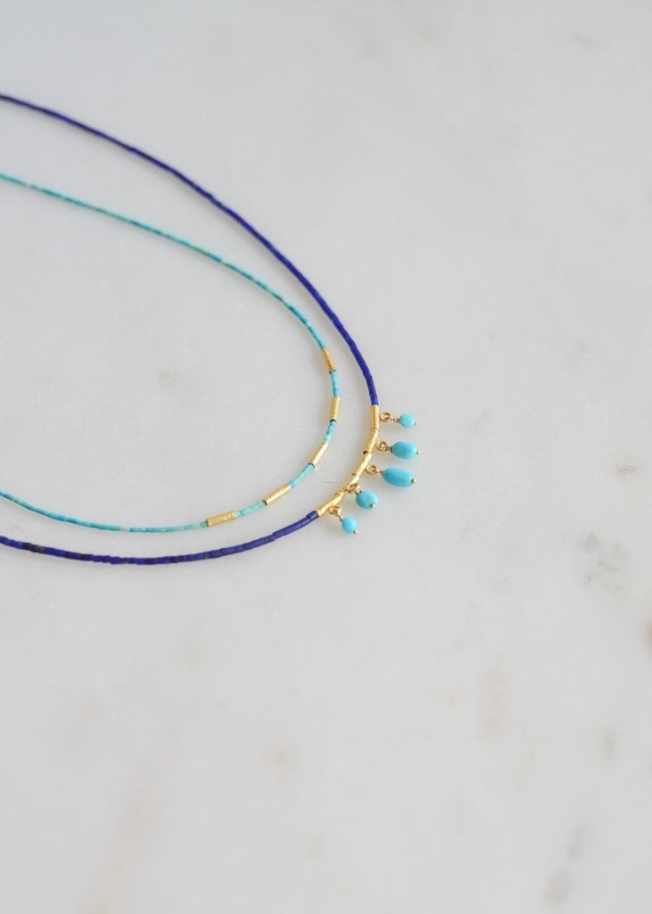Ananda Khalsa | Turquoise Necklace with 20k Tubes