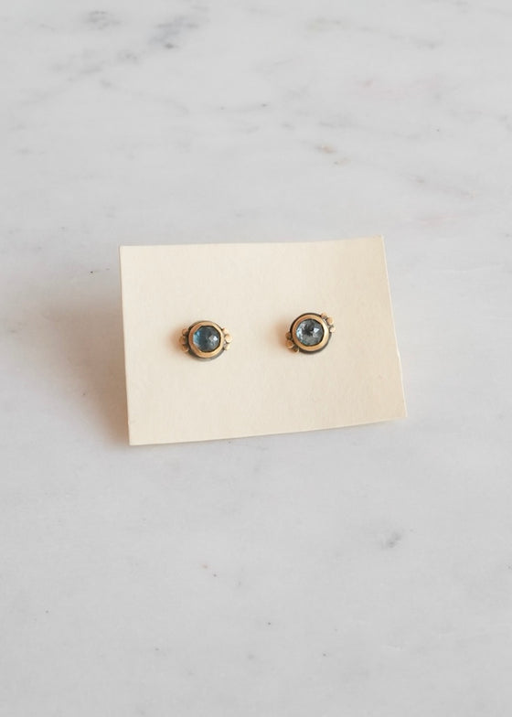 Ananda Khalsa | Rosecut London Blue Topaz + 22k Stud Earring