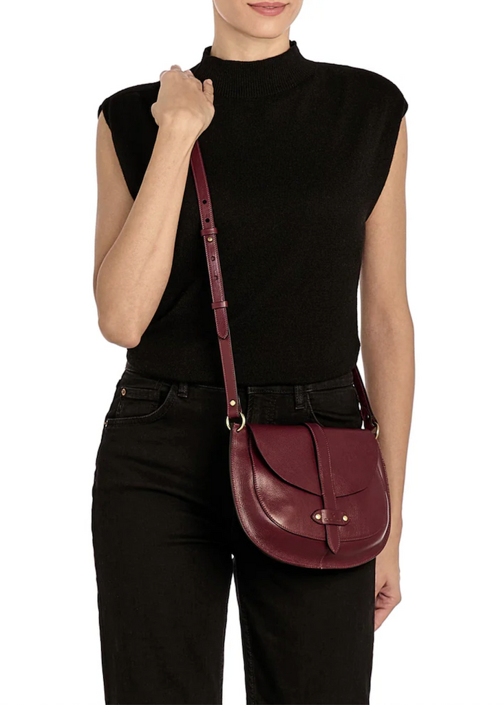 Archivio Saddle Crossbody Bag Black Cherry
