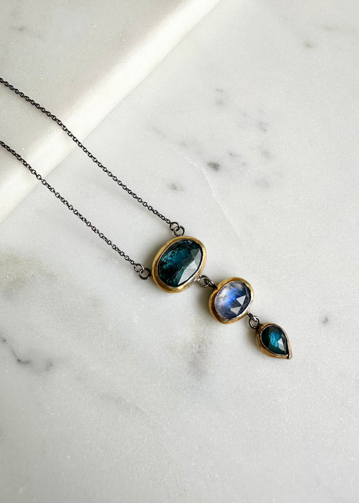 Austin Titus | Blue Kyanite + Moonstone + Labradorite Necklace