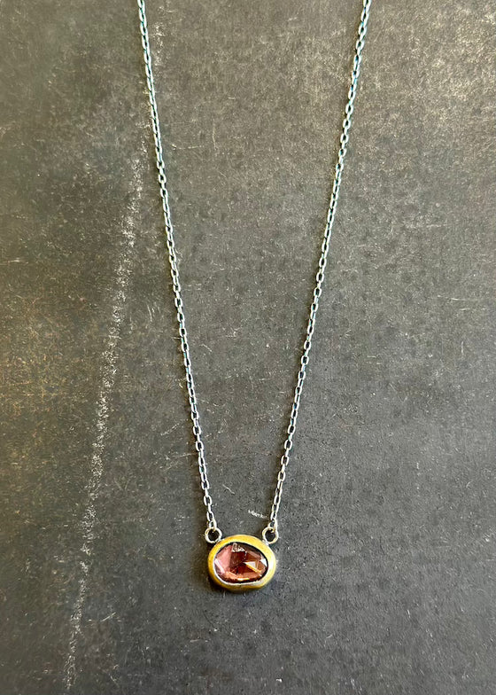 Austin Titus | Petite Crescent Rim Pink Tourmaline Necklace