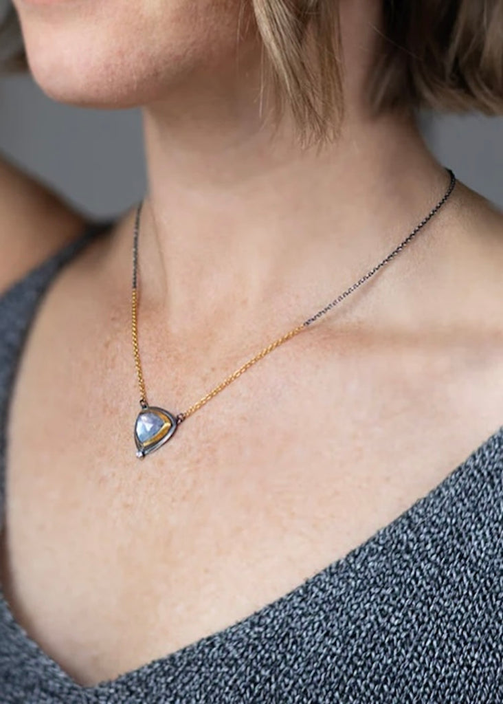 Austin Titus | Tri-Fold Split Necklace | Moonstone + Zircon