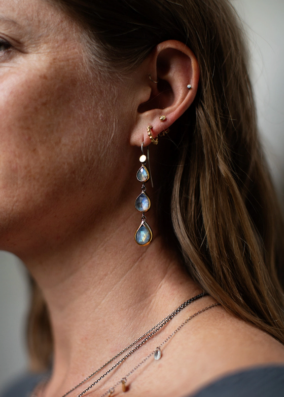 Austin Titus | Triple Drop Earrings | Moonstone & Kyanite
