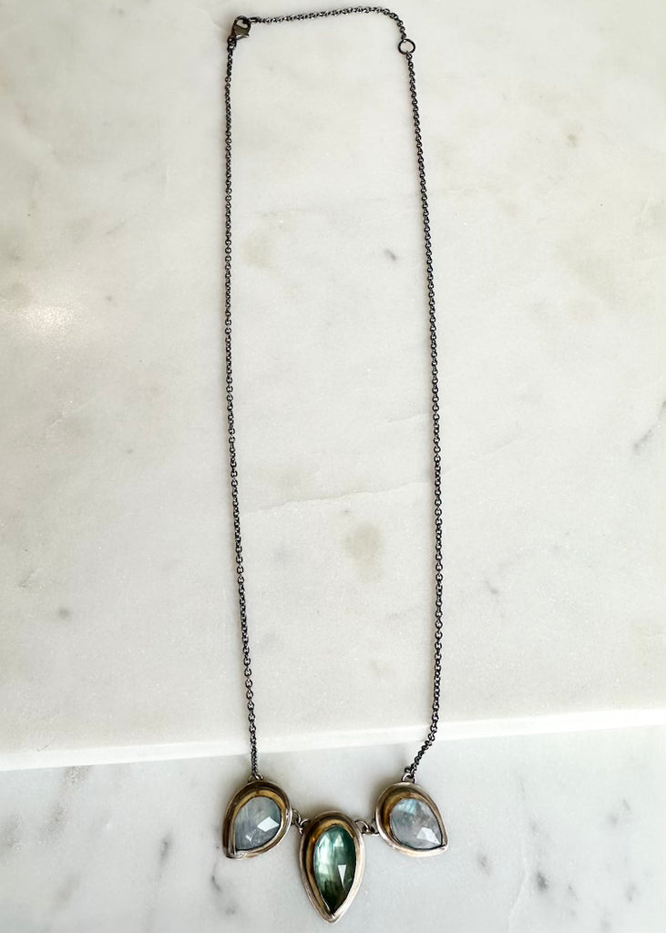 Austin Titus | Moonstone + Aqua Kyanite Necklace