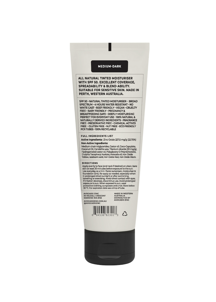 Avocado Zinc | SPF 50 Natural Tinted Moisturizer | Medium-Dark