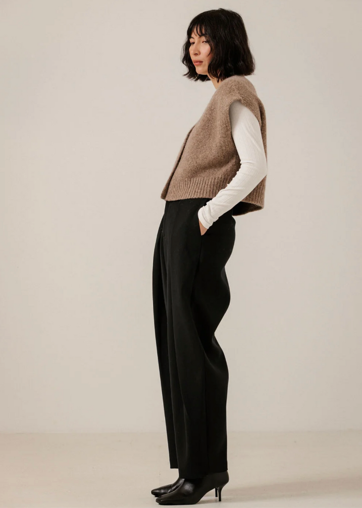 Bare Knitwear | Alpaca Button Down Vest in Dark Fawn