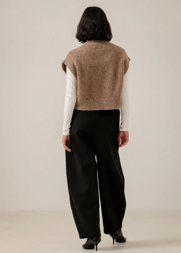 Bare Knitwear | Alpaca Button Down Vest in Dark Fawn