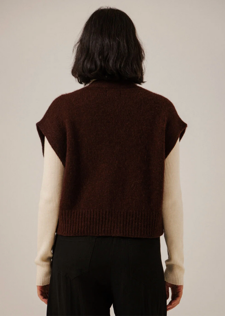 Bare Knitwear | Alpaca Button Down Vest in Maroon