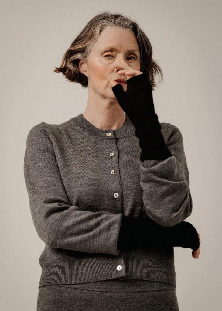 Bare Knitwear | Baby Alpaca Fingerless Mittens in Black