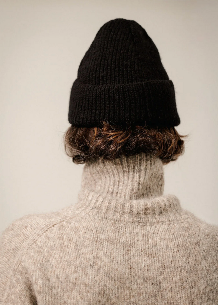 Bare Knitwear | Baby Alpaca Rib Beanie in Black