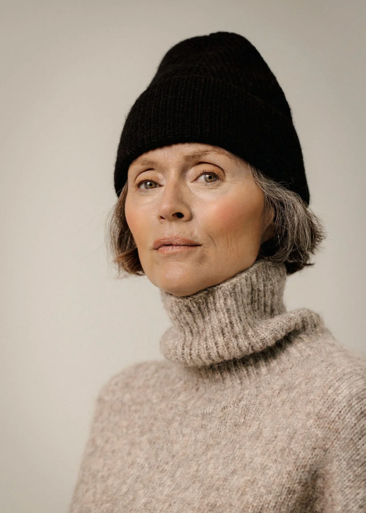 Bare Knitwear | Baby Alpaca Rib Beanie in Black