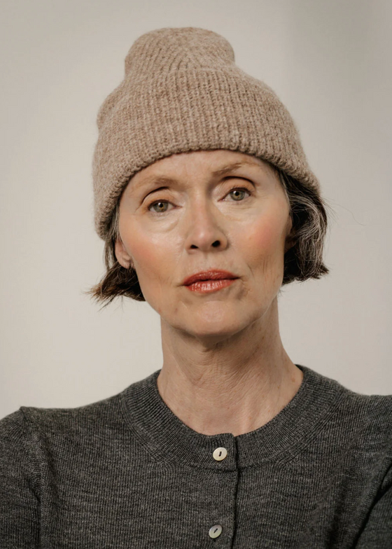 Bare Knitwear | Baby Alpaca Rib Beanie in Dark Fawn