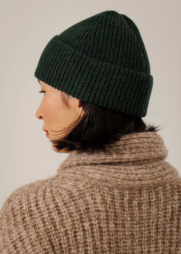 Bare Knitwear | Baby Alpaca Rib Beanie in Emerald