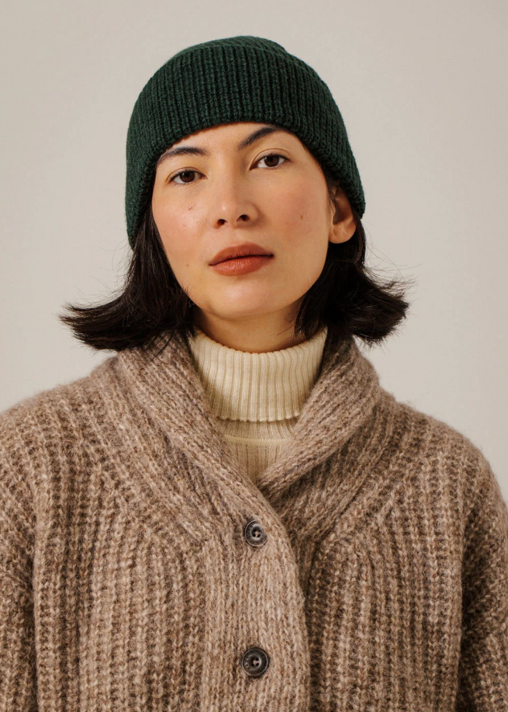 Bare Knitwear | Baby Alpaca Rib Beanie in Emerald