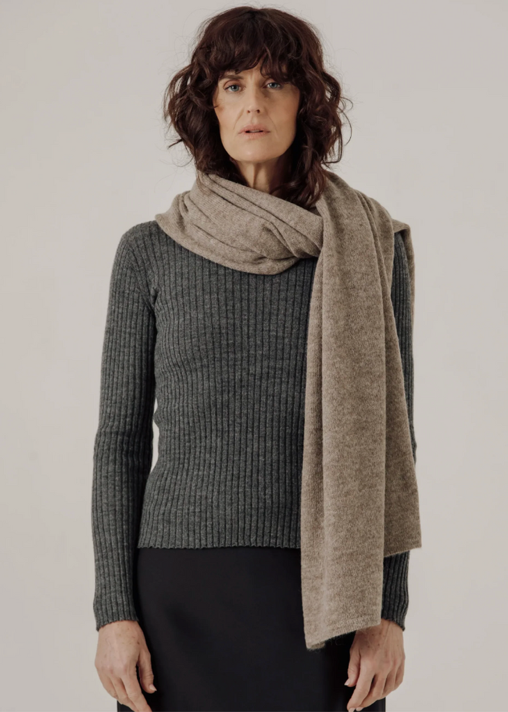Bare Knitwear | Baby Alpaca Travel Wrap in Dark Fawn