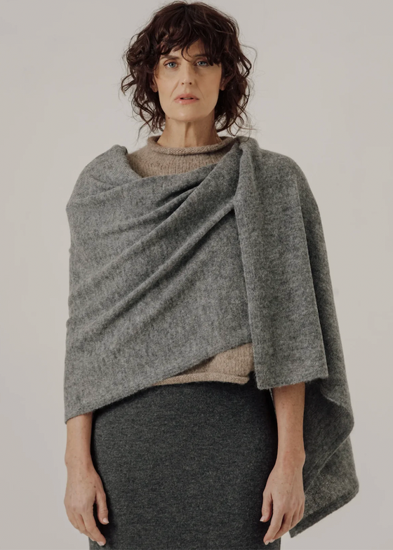Bare Knitwear | Baby Alpaca Travel Wrap | Grey