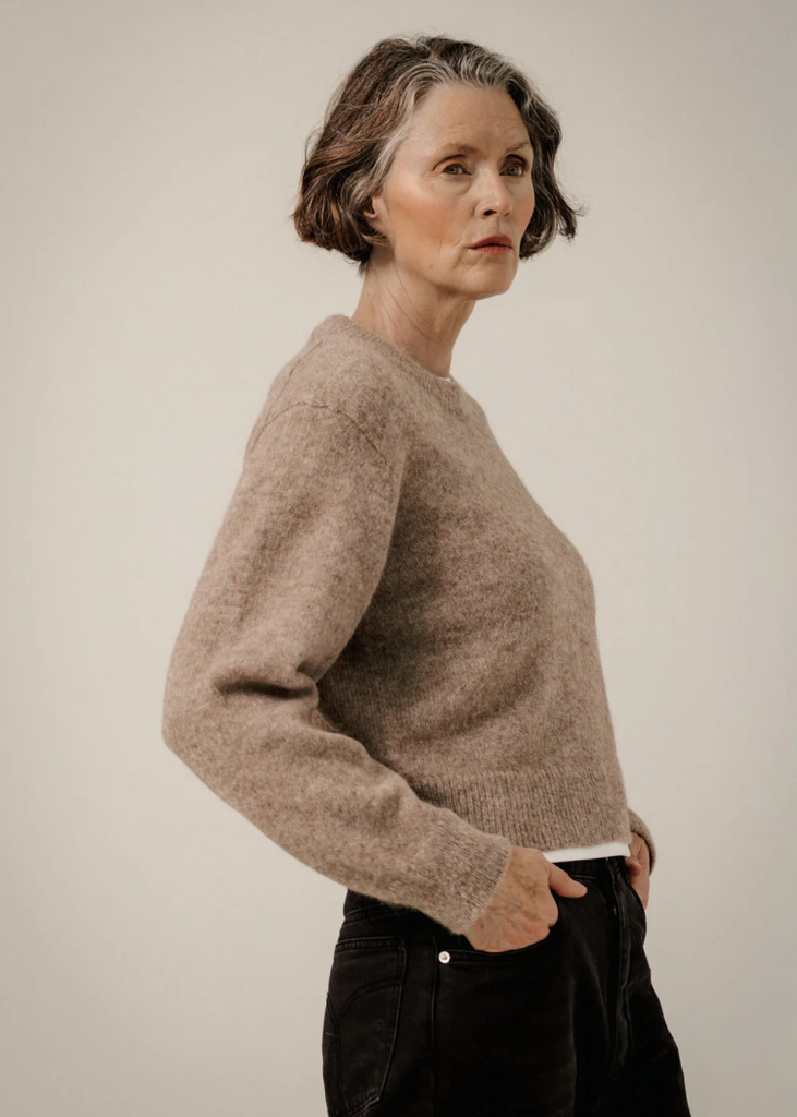 Bare Knitwear | Boxy Alpaca Crewneck in Dark Fawn