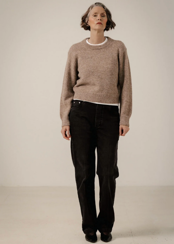 Bare Knitwear | Boxy Alpaca Crewneck in Dark Fawn