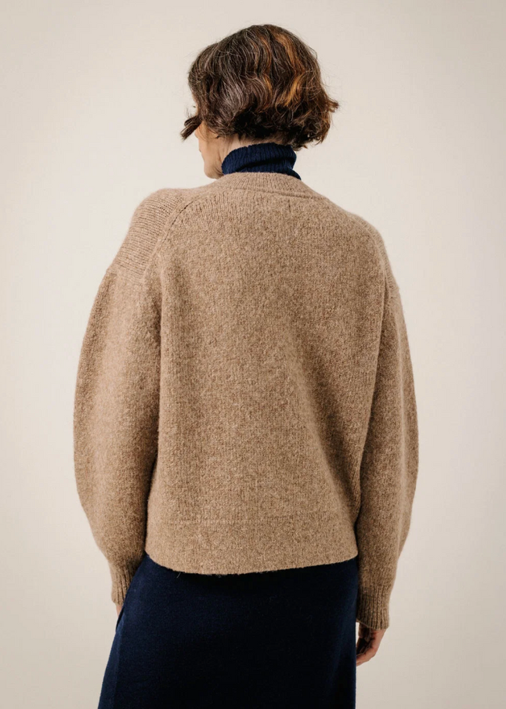 Bare Knitwear | Boxy Alpaca V-Neck in Dark Fawn