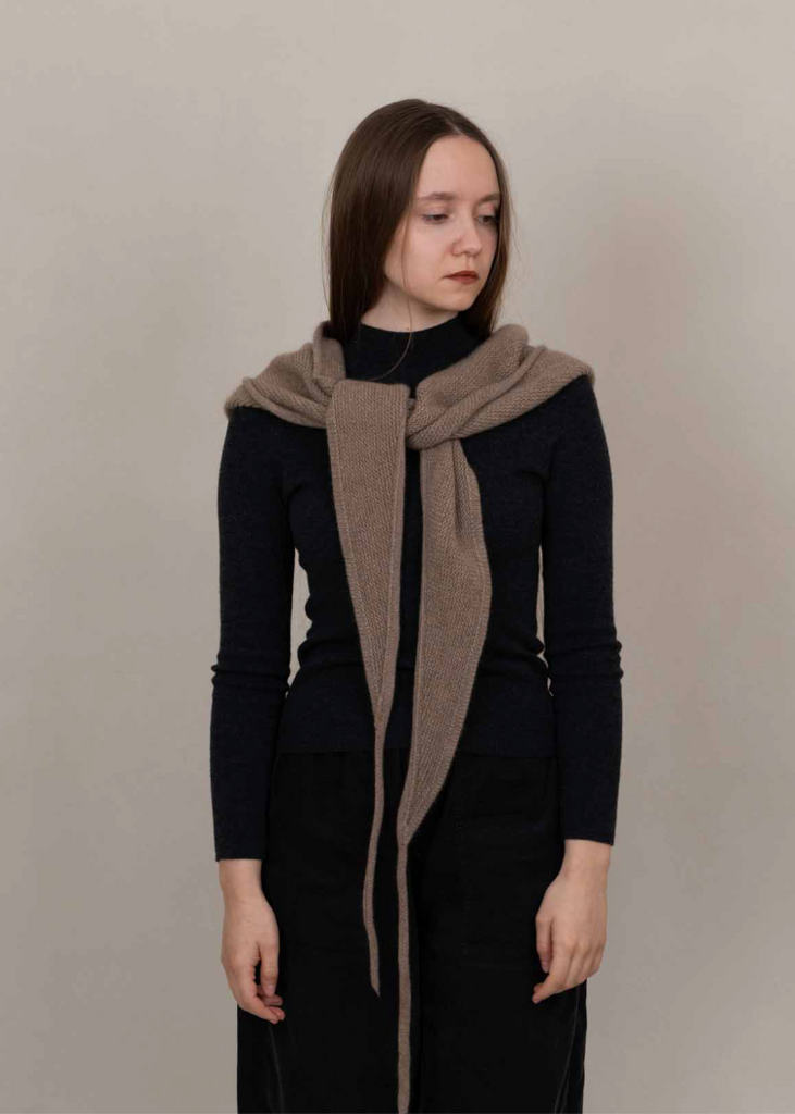 Oats + Rice | Eden Cashmere Hooded Scarf | Beige