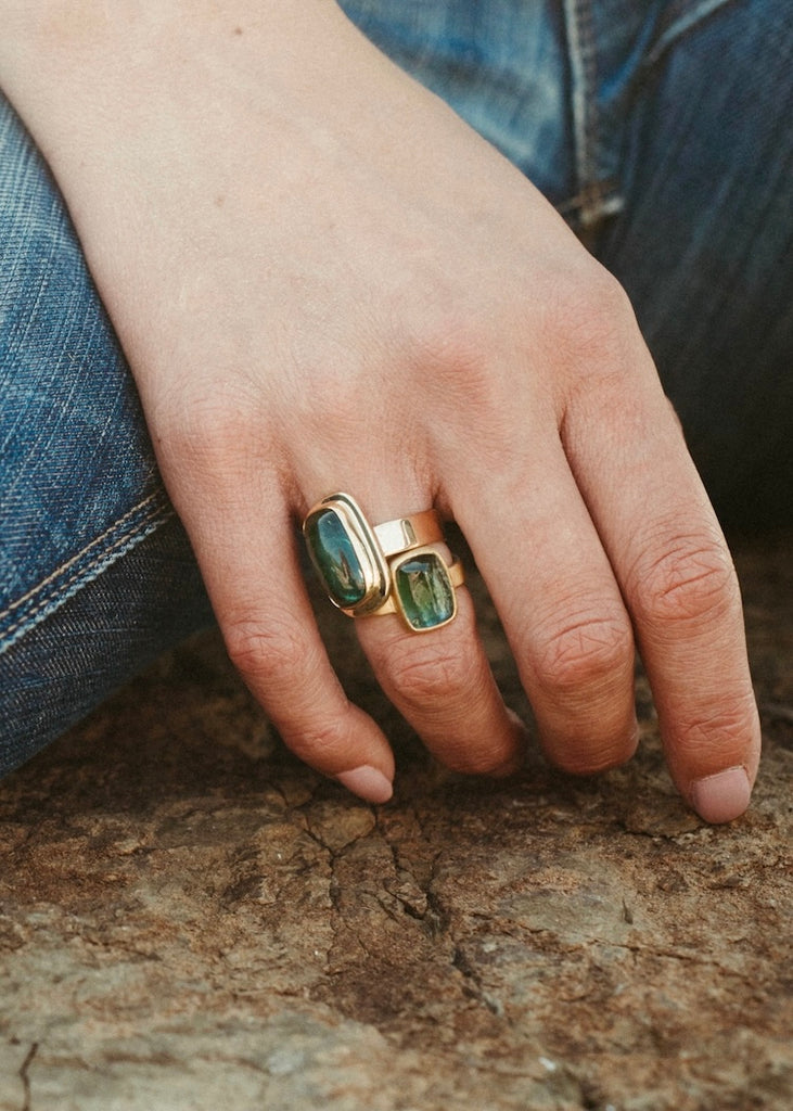 Big Sur | 8.6ct Indicolite Tourmaline Sugarloaf Rectangle Ring