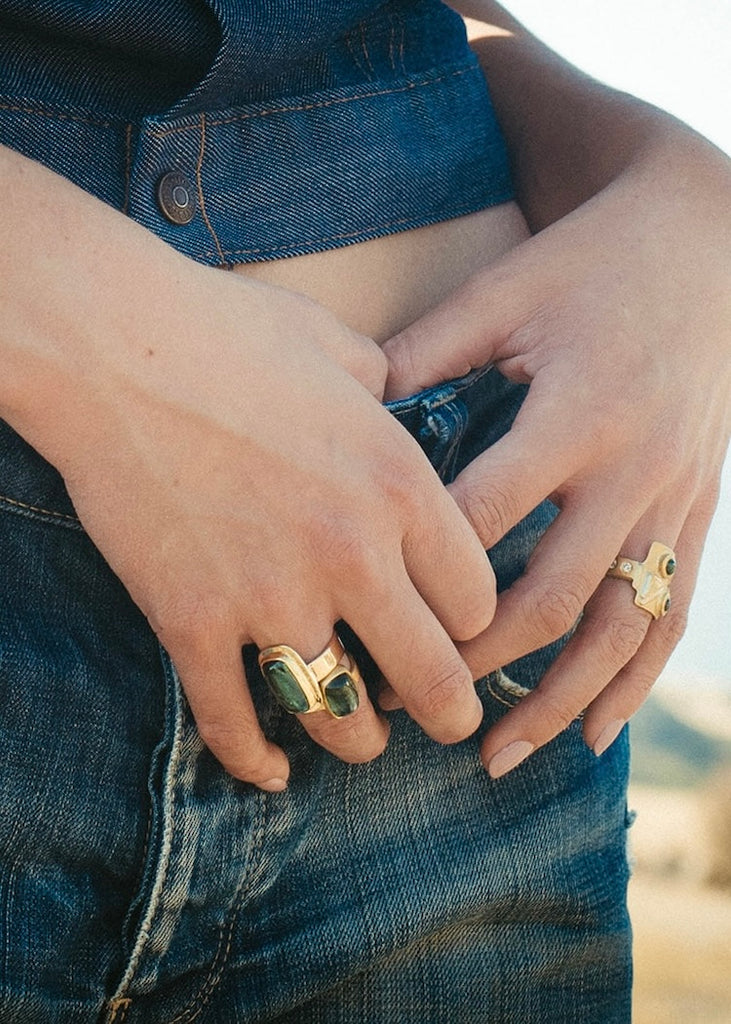 Big Sur | 8.6ct Indicolite Tourmaline Sugarloaf Rectangle Ring