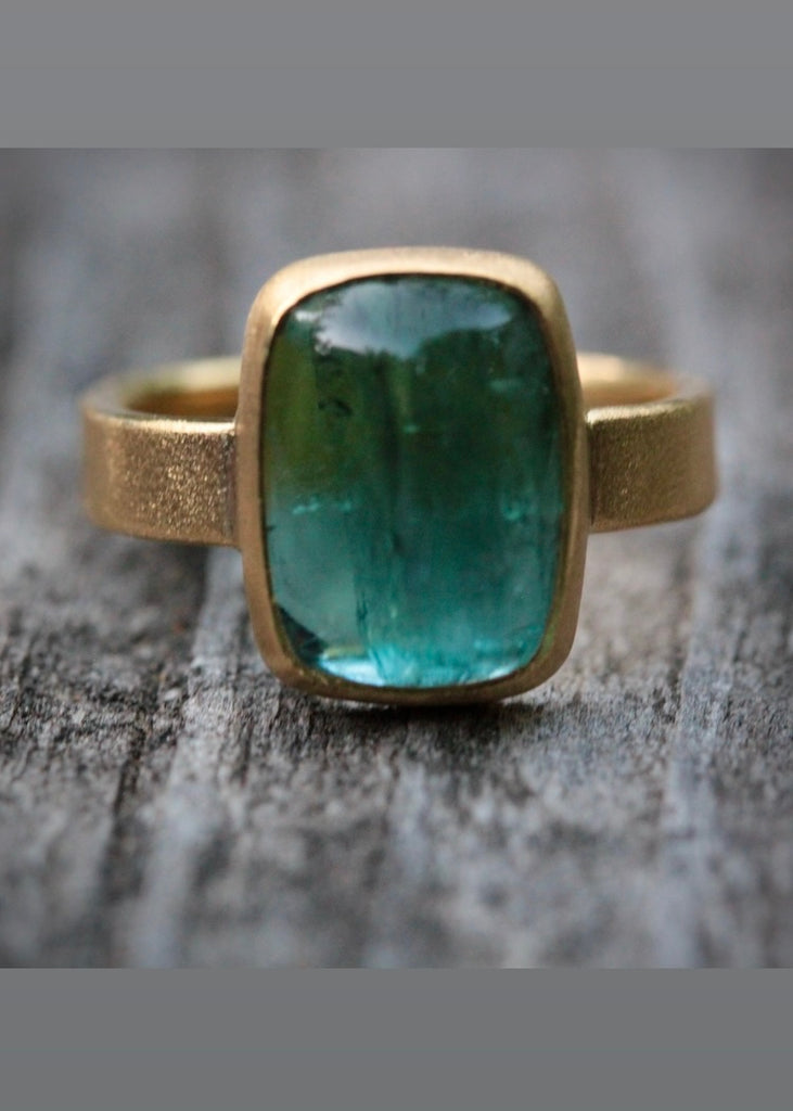 Big Sur | 8.6ct Indicolite Tourmaline Sugarloaf Rectangle Ring