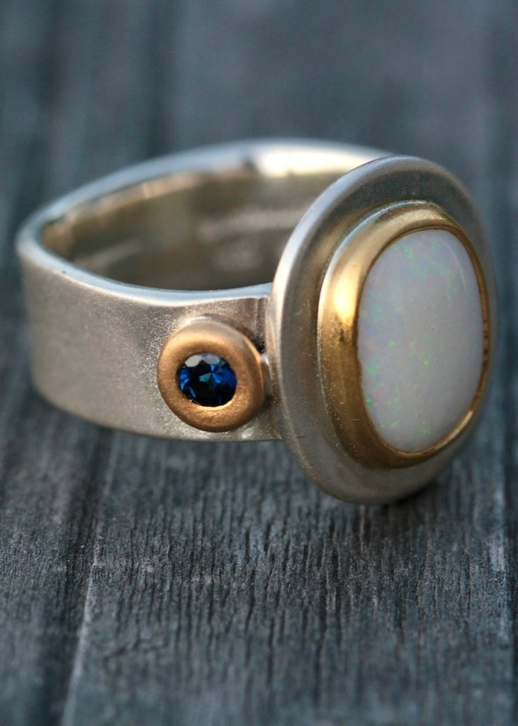 Big Sur | Australian Opal + Blue Sapphire Ring