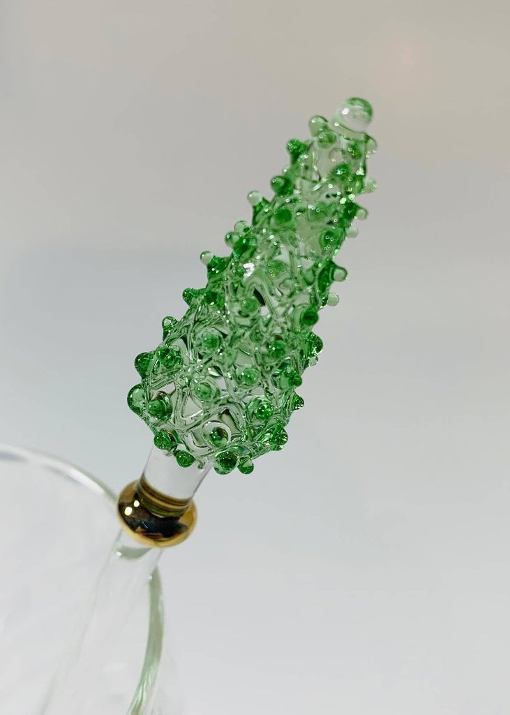 Blown Glass Cocktail Stirrer | Green Pine Tree