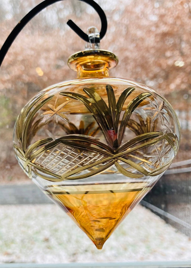 Blown Glass Ornament | Drop Amber