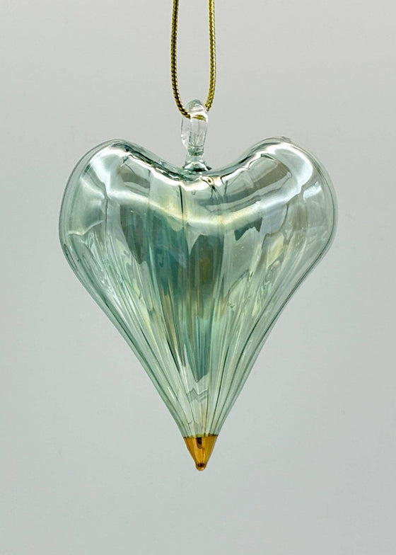 Blown Glass Ornament | Green Heart