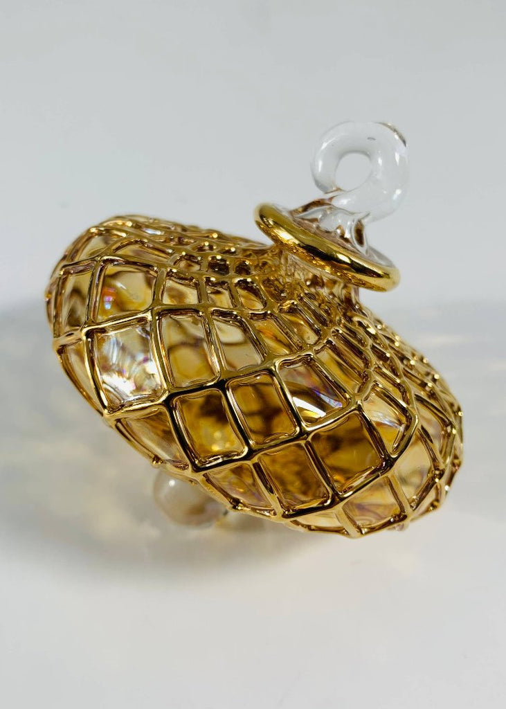 Blown Glass Small Ornament | Amber Diamond