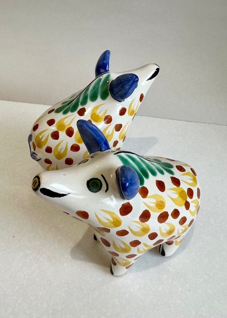 Wild Pig Salt + Pepper Set of Two Blue