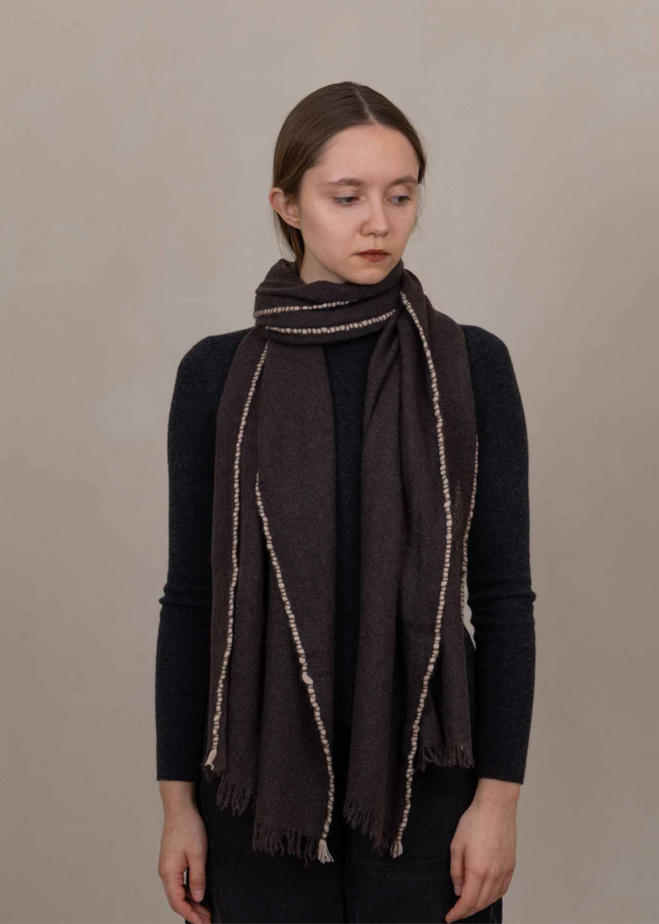 Oats + Rice | Weaver Cashmere Scarf | Cacao