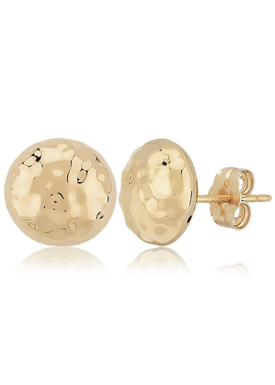Carla Corp | 14K Gold 10mm Hammered Dome Stud Earrings