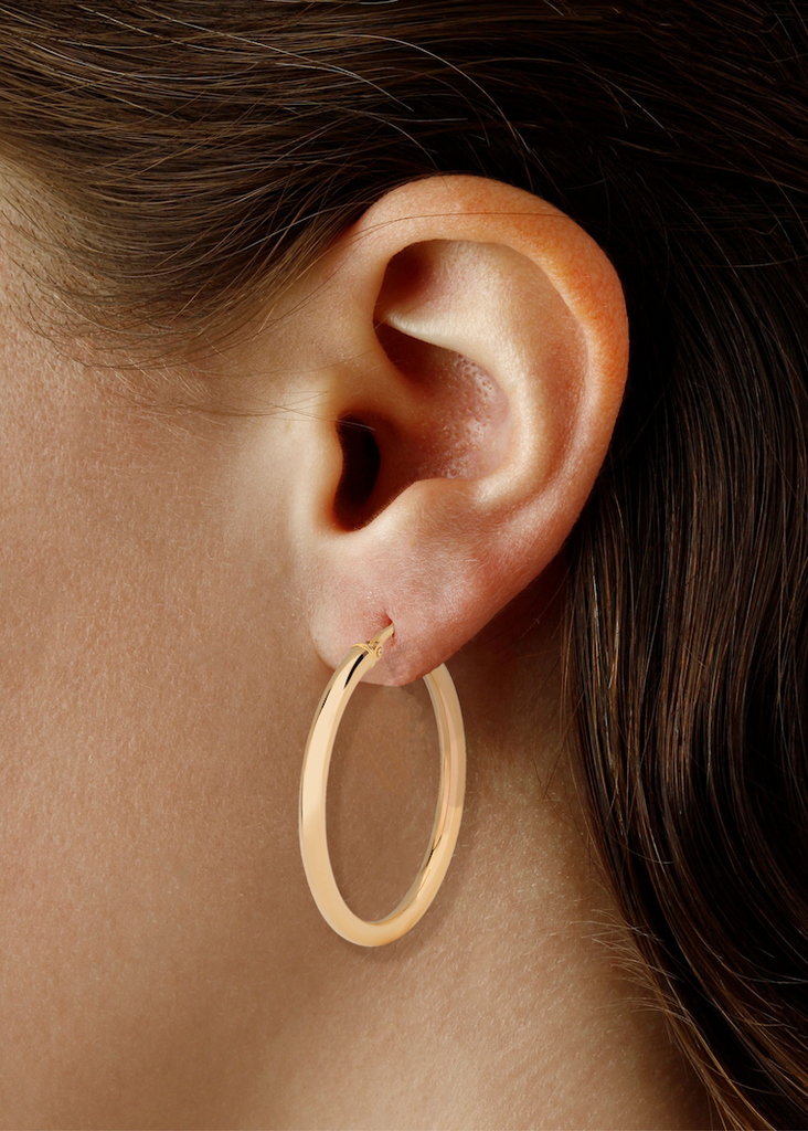 Carla Corp | 14K Gold 2.5x30mm S/D Hoop Earrings