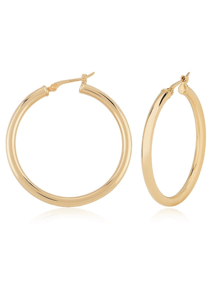 Carla Corp | 14K Gold 2.5x30mm S/D Hoop Earrings