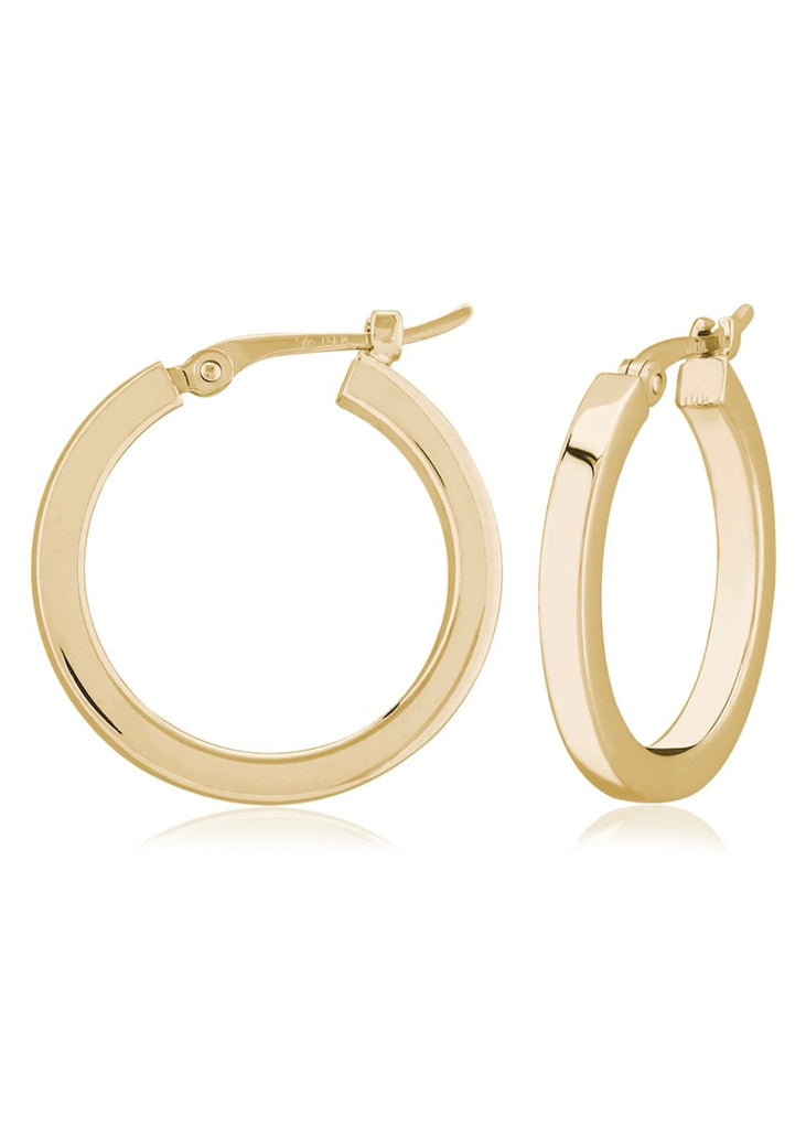 Carla Corp | 14K Gold 2x22mm Square Tube Hoop Earrings