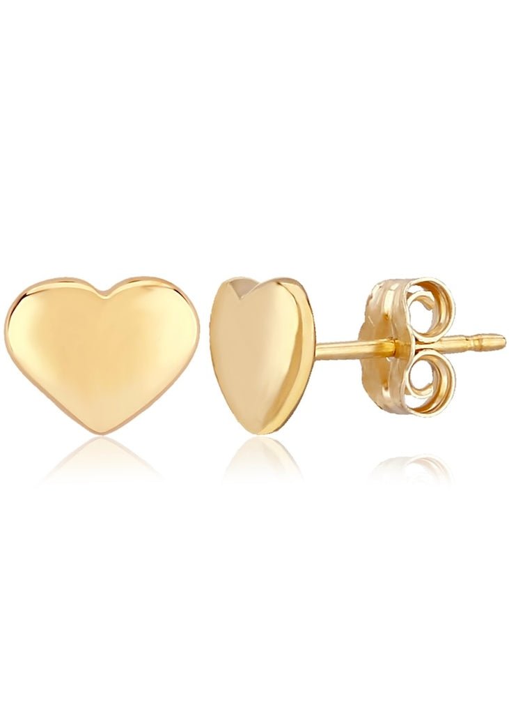 Carla Corp | 14K Gold 8mm Flat Heart Stud Earrings